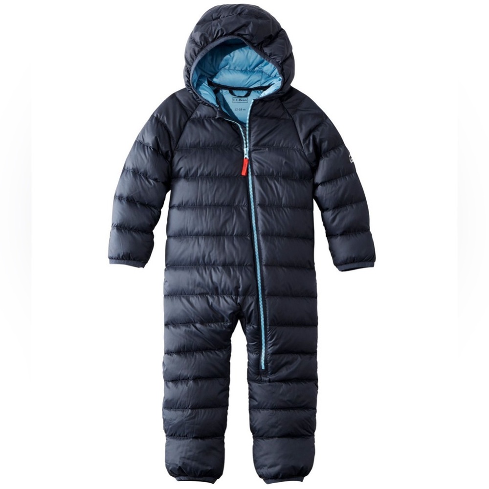 L.L. Bean Navy and Light Blue Infant Down One-Piece Snowsuit